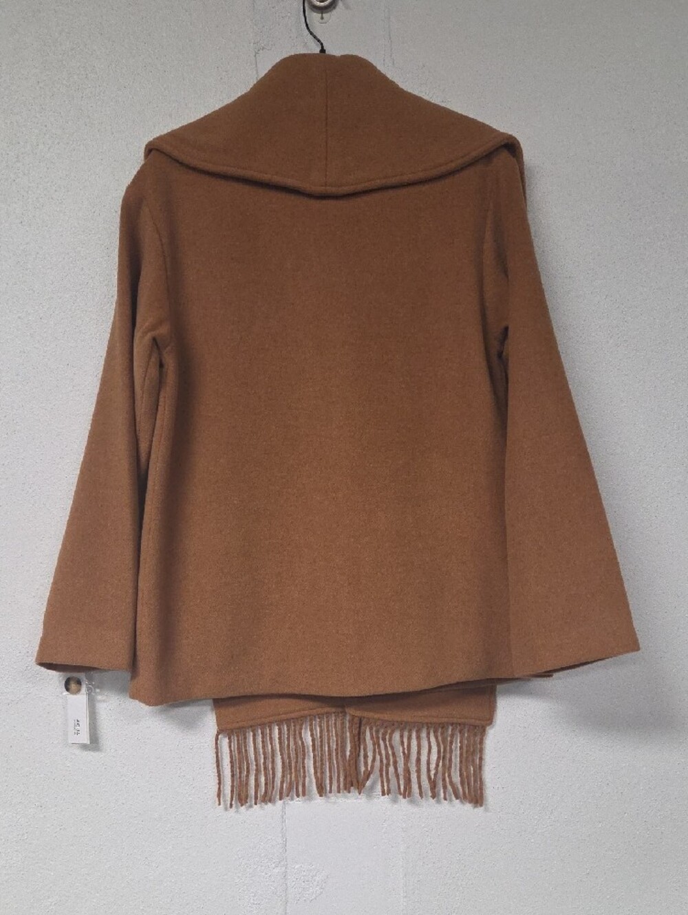 Aqua Camel Brown Fringe Wool Cape Coat - Picture 5 of 6